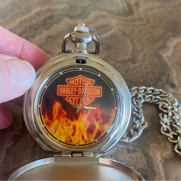 Harley-Davidson Franklin Mint Silver and Gold Circular Pendant with Flame Design - Picture 5 of 6